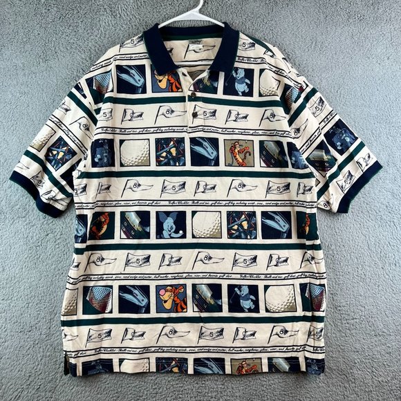 Vintage Disney Vintage All Over Print Tigger  Golf Polo Winnie Pooh XXL - Picture 1 of 8